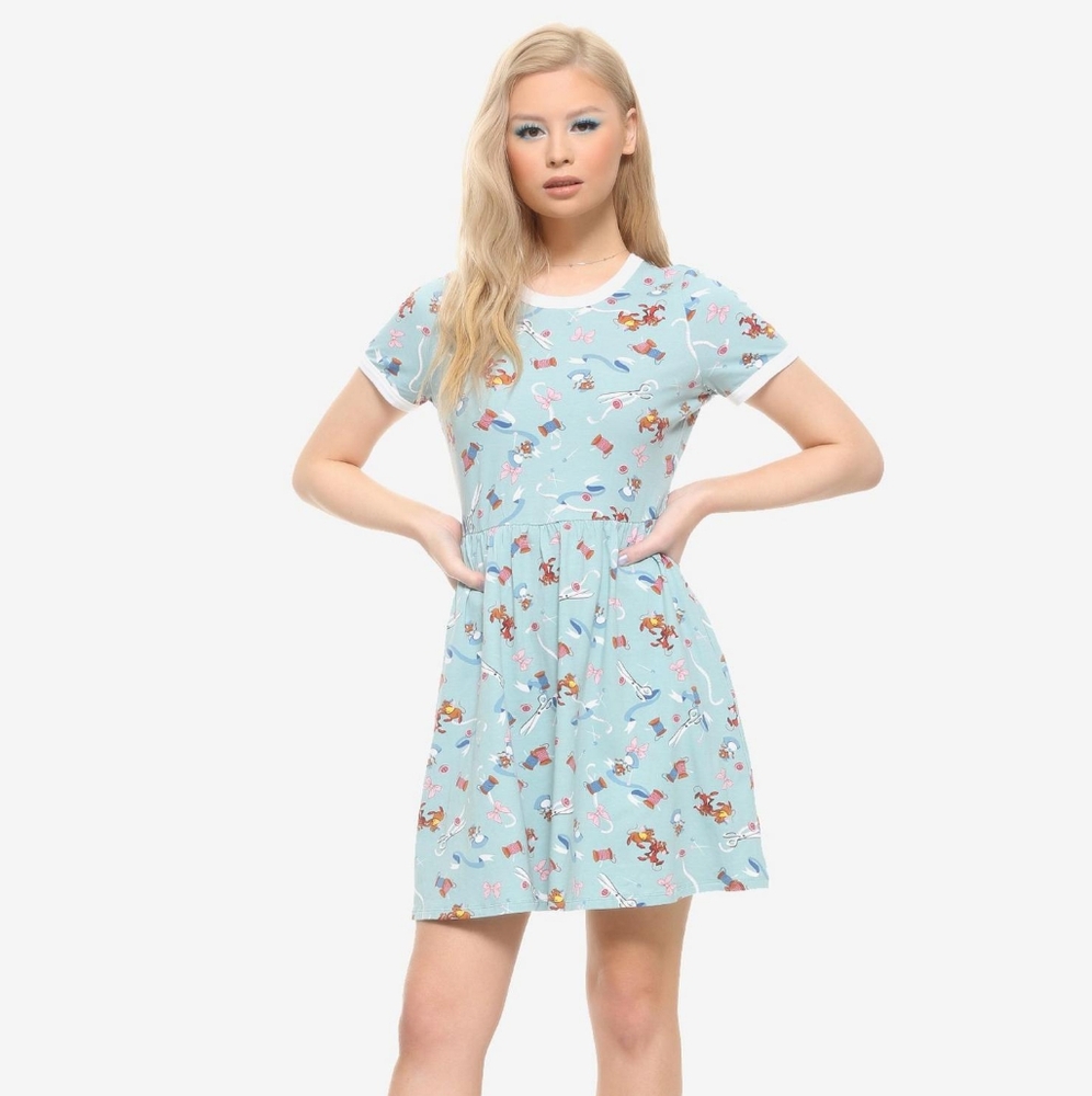 Her Universe Light Blue Cartoon Print Skater Dress